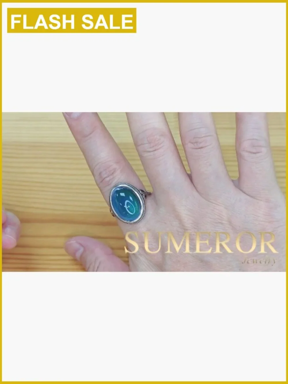 Oval Mood Ring - Sterling Silver Statement Ring for Women